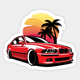 Red E39 Classic Saloon in Sunset Sticker